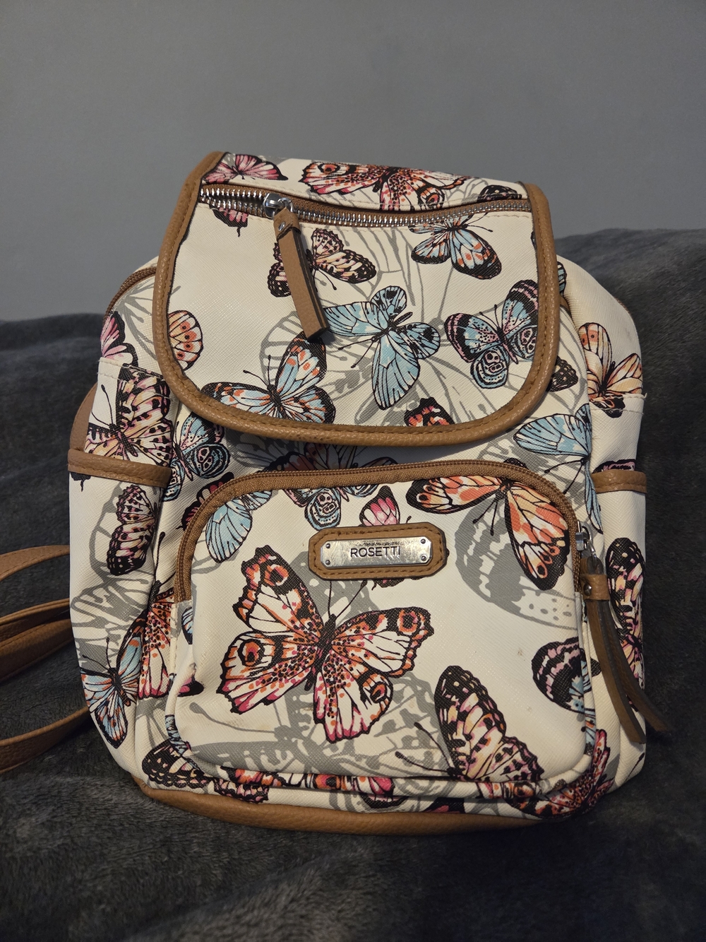 Rosetti Cream Butterfly Print Backpack Crossbody